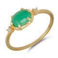 wholesale S925 silver gold-plated jewelry, exquisite natural green chalcedony women's ring inlaid with agate, niche ring-0-4