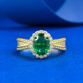 wholesale S925 silver jewelry ring, 6*8mm simulated emerald, fresh and fashionable ring for spring and summer seasons-0-0