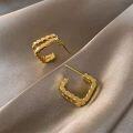 wholesale Metal geometric square earrings for women, vintage luxury style, new trendy minimalist hoops, small batch, advanced aesthetic-0-1