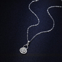 Sterling Silver Pendant with 1-Carat Moissanite Classic Gourd Necklace Live Stream Supply-1-carat necklace (set with moissanite)  925 silver