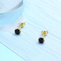 wholesale S925 Silver Hypoallergenic Earrings, Super Minimalist Cute Little Cat Black Zircon Stud Earrings for Drop Shipping-Cute cat black zirconium earrings 925 silver