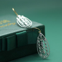 wholesale 925 Silver Vintage Lace Royal Style Women's Earrings Hollow-Out Exquisite Two-Tone Drop Earrings High-End Ear Wholesale from Manufacturer-Electroplated pink palace-style earrings.&gt;925 silver