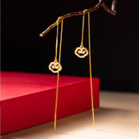 wholesale S925 Sterling Silver Fresh and Sweet Ins Style Niche Design Personalized Diamond-inlaid Auspicious Cloud Ear Thread M06606-S925 silver pair silver 925 silver