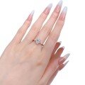 wholesale S925 Silver 6*9 Oval Petite Three-Stone Silver Ring Ethereal and Elegant Live Cross-Border Style-0-4