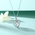 wholesale S925 silver colored gemstone ruby zircon heart-shaped love pendant women's pure silver collarbone chain-0-2