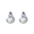 wholesale S925 Sterling Silver Yaxi Retro Fashion New Small Swan Freshwater Pearl Earrings with Micro-Inlaid Zirconia-0-4