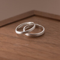wholesale S925 Silver Frosted Plain Couple Ring Korean Style Geometric Elegant Accessory R00167-S925 silver ring for women 2.5mm &gt; adjustable opening