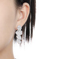 wholesale S925 Sterling Silver Geometric Irregular Disc Earrings for Women with Textured Lava Effect and Fringe-0-2