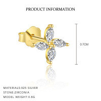 wholesale S925 Sterling Silver Geometric Teardrop Marquise Zircon European Cross-Border French Earrings for Women-E4752-Gold/Pair 925 Silver