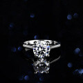Silver Moissanite Ring Women 3ct Classic Four-Prong Setting-0-1