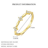 wholesale S925 Sterling Silver French-style Floral Ring for Women, Simple and Versatile Wholesale-K2073-Gold 7