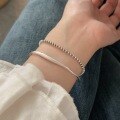 wholesale S925 Sterling Silver Korean Geometric Flat Bead Bracelet for Women, Small and Niche, Light Luxury, Minimalist and Understated Style, Versatile Accessory-0-3