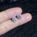 S925 Sterling Silver Moissanite Egg-shaped Stud Earrings-0-1