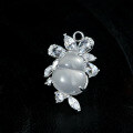 wholesale Exquisite white chalcedony small ice gourd pendant necklace with adjustable 45cm chain in metal-0-1