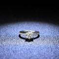 Sterling Silver D Color Moissanite Ring, 1 Carat Classic Crown Six-Prong Wedding Style-0-1