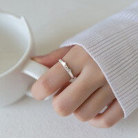 wholesale Metal S925, simple open ring for women, Korean style minimalist cute cat hugging brushed hand accessory J3321-S925 silver one piece Adjustable opening