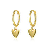 wholesale 925 Sterling Silver Minimalist Star Moon Heart Ear Cuffs, Premium Cross-border Earrings-E2328-Gold 925 Silver