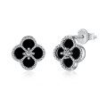 wholesale S925 Sterling Silver Korean-style Light Luxury Earrings with Advanced Zircon and Mother-of-Pearl Inlay, Fashionable Clover Minimalist Design Earrings-0-6