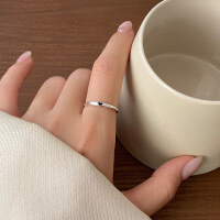 wholesale S925 silver love thin circle ring ins minimalist sweet girly heart-shaped open ring R01374-S925 silver ring>Adjustable opening