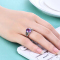 wholesale S925 Sterling Silver Adjustable Thorn Bud Design Ring with Natural Amethyst Gemstone-0-3