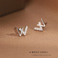 wholesale S925 Sterling Silver W Letter Ear Studs Earrings for Women-0-2