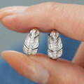 S925 Sterling Silver Moissanite Leaf Maple Hip Hop Luxury Inlaid Unisex Earrings-0-0
