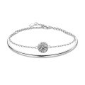 Sterling Silver Moissanite Stackable Bracelet Bangle, Minimalist Openable Cuff-0-3