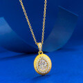 wholesale S925 gold-plated silver vintage oval brushed pendant 5*7mm high-end versatile design necklace-0-1