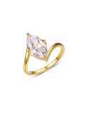 wholesale S925 Sterling Silver Golden Moissanite Ring Marquise Main Stone Simple and Luxurious Design Women's Commuting Best Seller-0-5