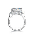 S925 Silver 4ct Emerald-Cut Moissanite Ring Women's Luxury Rectangular Prong Setting-0-1