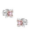 wholesale S925 Sterling Silver Floral Stud Earrings for Women with Two-Tone Zircon and Matte Finish, Exuding Sophistication and Elegance for Daily Commute-0-4