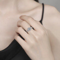 S925 Sterling Silver Moissanite Ring with Multi-Layer Halo and Fire Brilliance-0-2