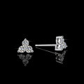 Sterling Silver Three-Leaf Clover Earrings with Moissanite-0-1
