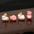 wholesale S925 silver enamel "Rapid Progress" high-temperature fired enamel cute rabbit pendant DIY bracelet beaded bracelet rabbit Strawberry Bear accessory-0-3