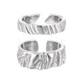 wholesale S925 Sterling Silver Minimalist Geometric Irregular Texture Korean Style Niche Matching Ring Set for Women-0-4