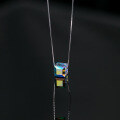 wholesale S925 Sterling Silver Narran Aurora Sugar Cube Necklace with Swarovski Crystal Magic Cube Iridescent Collarbone Chain Necklace D7649-0-4