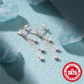 wholesale S925 Sterling Silver Chain Butterfly Tassel Diamond Inlaid Earrings, Korean Style, Unique, and Sophisticated-0-3