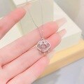 wholesale S925 Silver Ethereal Auspicious Cloud Peace Lock Pendant Necklace for Women, Chinese Style, Artistic, Minimalist, Versatile, Light Luxury-0-2