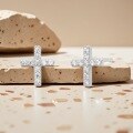 wholesale S925 Sterling Silver Micro-Inlaid Zircon Cross Stud Earrings Fashion Commuting Minimalist Niche Design Earrings Cross-Border-0-2