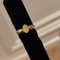 wholesale S925 Sterling Silver Lucky Yellow Diamond Ring Little Bee Oval Cabochon High Carbon Diamond Ring, Niche Design with Light Luxury and Premium Feel-0-5