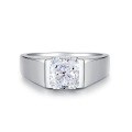 wholesale 925 Sterling Silver Men's Ring Simple Smooth Surface Zircon 3 Carat Wholesale for Cross-Border Fashion-0-4