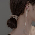 wholesale S925 Sterling Silver Clip-on Tassel Cross Chain Long Drop Earrings for Women Without Piercings M00623-0-0