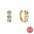 wholesale 925 Sterling Silver Heart-shaped Diamond-accented Ear Hoop Clasp Earrings for Women,INS。-0-4