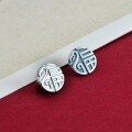wholesale 925 Sterling Silver Fortune Snake Button with Auspicious Totem for DIY Braided Red Cord Bracelet Clasp Accessory-0-1