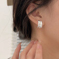 wholesale S925 Sterling Silver High-end Double-layer Earrings for Women, Korean Minimalist Stylish and Versatile Elegant Fashion Earrings-0-2