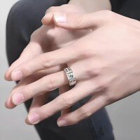 wholesale S925 Sterling Silver Diamond-Inlaid Men's Hip-Hop Trendy Zircon Ring with Adjustable Open Design-60-point zircon men's ring 925 silver &gt; adjustable opening