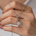 S925 Sterling Silver 1CT Snowflake Pendant with Prong Setting, Wholesale for Cross-border-0-2