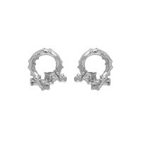 wholesale S925 Sterling Silver Korean Version Ins Alternative Design Minimalist Versatile Irregular Textured Rattan Branch Earrings for Women-Platinum [with sterling silver ear plugs] &gt; 925 silver