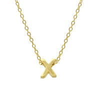 wholesale Metal 925 Silver Plain 26 Letters Pendant Necklace, Ins Luxury Hot-selling Choker-Gold-X 925 Silver
