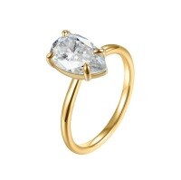 wholesale S925 Silver 7*11mm Pear-Shaped Moissanite Ring, Trendy Single Stone Ring for Fashionable Individuals, Popular Cross-Border Style in Europe and America-Silver with 7*11mm high carbon diamonds, gold US size 9